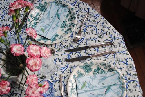 Servilletas de Papel Chinoiserie Teal de Stxy – Servilletas de Cena con Textura de Lino, Desechables para Baño – Decorativas con Aves Vintage, Bambú, - imagen 5