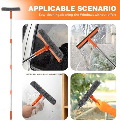 Limpiaparabrisas Profesional 2 en 1 con Mango de Acero Inoxidable de 68, Paño de Microfibra y Goma para Gasolineras, Ventanas y Duchas - imagen 5