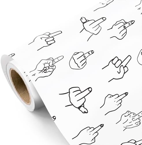 Papel de Regalo WRAPAHOLIC para Adultos - Mini Roll - 17 Pulgadas x 16.5 Pies - Papel Divertido con Gestos Groseros para Cumpleaños de Mejor Amigo/a, - imagen 1