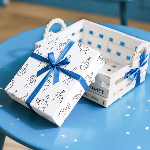 Papel de Regalo WRAPAHOLIC para Adultos - Mini Roll - 17 Pulgadas x 16.5 Pies - Papel Divertido con Gestos Groseros para Cumpleaños de Mejor Amigo/a, - imagen 4