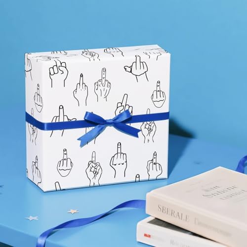 Papel de Regalo WRAPAHOLIC para Adultos - Mini Roll - 17 Pulgadas x 16.5 Pies - Papel Divertido con Gestos Groseros para Cumpleaños de Mejor Amigo/a, - imagen 5