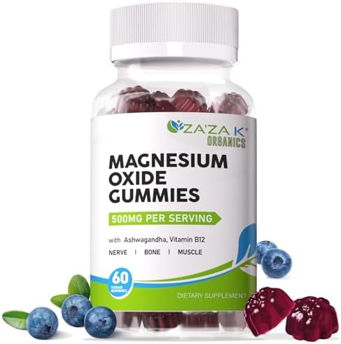 Gomitas de Óxido de Magnesio ZA'ZA K ORGANICS, 500mg con Ashwagandha y Vitamina B12 para Sueño, Nervios, Músculos, Huesos y Corazón, Suplemento - imagen 1