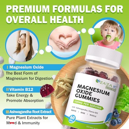 Gomitas de Óxido de Magnesio ZA'ZA K ORGANICS, 500mg con Ashwagandha y Vitamina B12 para Sueño, Nervios, Músculos, Huesos y Corazón, Suplemento - imagen 3