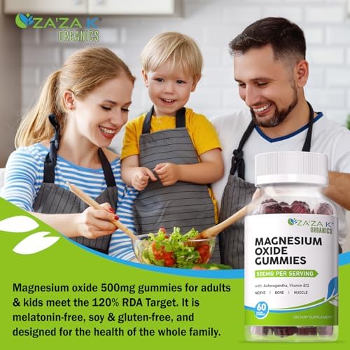 Gomitas de Óxido de Magnesio ZA'ZA K ORGANICS, 500mg con Ashwagandha y Vitamina B12 para Sueño, Nervios, Músculos, Huesos y Corazón, Suplemento - imagen 5