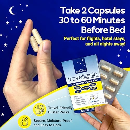 El Suplemento para Dormir del Viajero | Alivio del Jet Lag, Sueño Restaurador, Soporte Inmunológico | Fórmula 5 en 1 con Melatonina, Ashwagandha, - imagen 5