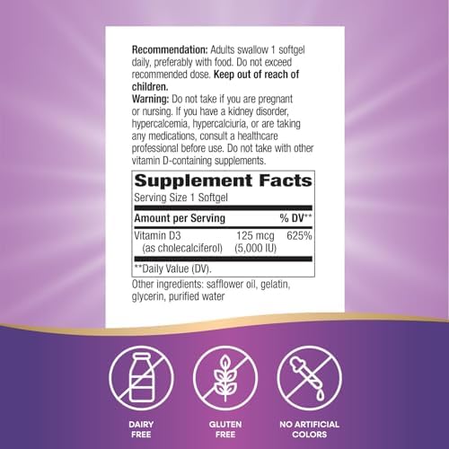 Vitamin D3 Max de Nature's Way, Apoya Huesos y Dientes Saludables*, Refuerza la Salud Inmunológica*, 125mcg por Porción, 240 Softgels - imagen 5