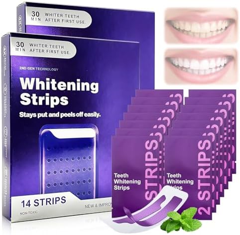 Tiras Blanqueadoras de Dientes Moradas 2 Pzs, Suaves y Efectivas para Reducir Manchas, 28 Tiras para una Sonrisa Más Brillante - imagen 1