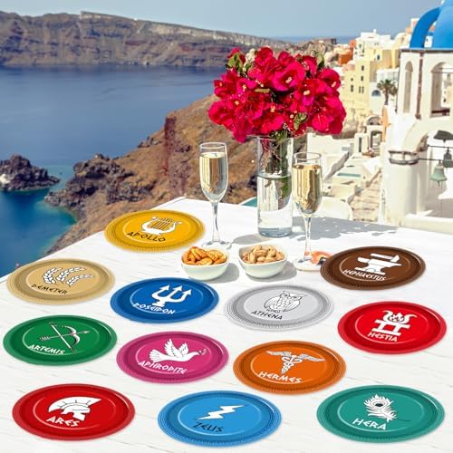 60 Piezas de Suministros para Fiesta de Mitología Griega, Platos de 7 con Símbolos de los Doce Dioses Olímpicos, Decoración Colorida para Cumpleaños - imagen 6