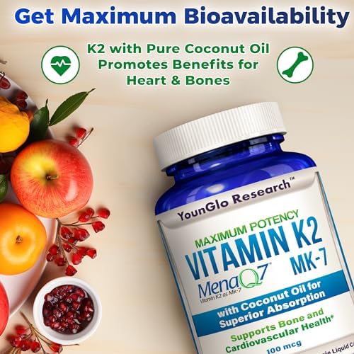 YounGlo Research Vitamina K2 MK7 (MenaQ7) 100 mcg con Aceite de Coco, 120 Cápsulas Líquidas Veganas para Hombres y Mujeres, Salud Ósea y Absorción - imagen 5