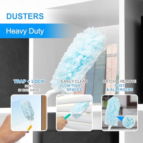 Recargas KeFanta para Duster de Uso Pesado para Swiffer, 30 Piezas, Refil de Duster MultiSuperficie 360° con 1 Mango, 4X Trapos de Microfibra - imagen 2