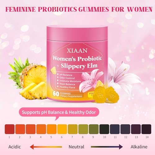 Gomitas Probioticas XIAAN para Mujeres con Olmo Resbaladizo, Apoyo a pH y Sistema Inmunológico, Sin Azúcar, Veganas, Sabor Piña, 60 Piezas - imagen 5