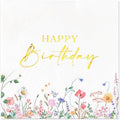 Servilletas desechables Crisky de 3 capas con 50 piezas, flores silvestres y foil dorado para decoración de cumpleaños - imagen 1