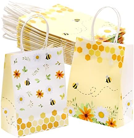 Bolsas de Regalo Winoo Design con Asas - 16 Piezas - Bolsas de Papel para Fiestas de Abejas, Decoraciones de Cumpleaños y Revelación de Género - imagen 1