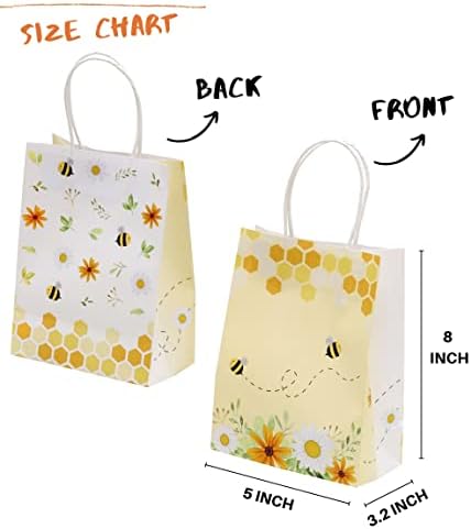 Bolsas de Regalo Winoo Design con Asas - 16 Piezas - Bolsas de Papel para Fiestas de Abejas, Decoraciones de Cumpleaños y Revelación de Género - imagen 2