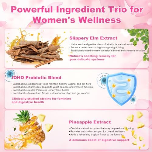 Gomitas Probióticas Femeninas ZREVSB Her Juicy para Mujeres Sabor Piña Tropical | Apoya el pH, Digestión e Inmunidad | Con Olmo Resbaladizo | 60 - imagen 6