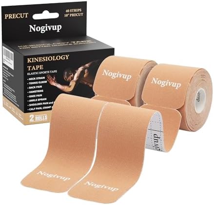 Cinta Kinesiológica Nogivup – 2 Rollos de Tiras de Algodón Pre-cortadas Sin Látex, Cinta Deportiva Elástica Impermeable para Alivio y Soporte de - imagen 1