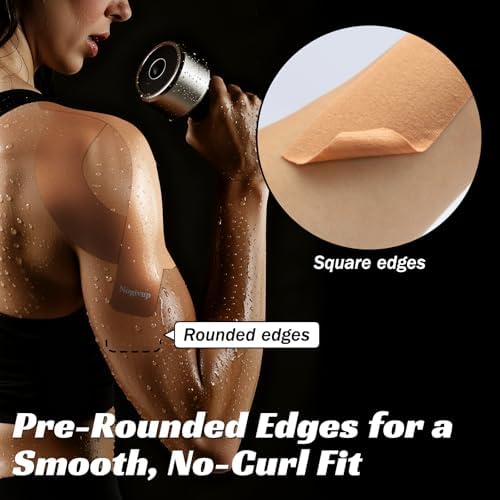 Cinta Kinesiológica Nogivup – 2 Rollos de Tiras de Algodón Pre-cortadas Sin Látex, Cinta Deportiva Elástica Impermeable para Alivio y Soporte de - imagen 3