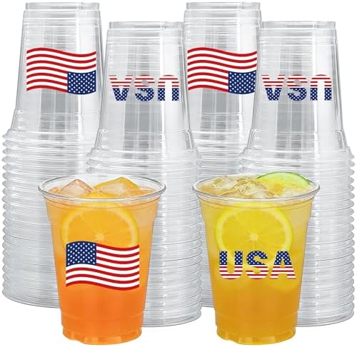 Vasos Desechables Patrióticos Peony Man 50 PCS 12oz con Diseño de Bandera de EE. UU. para Fiestas del 4 de Julio y Día de la Independencia - imagen 1