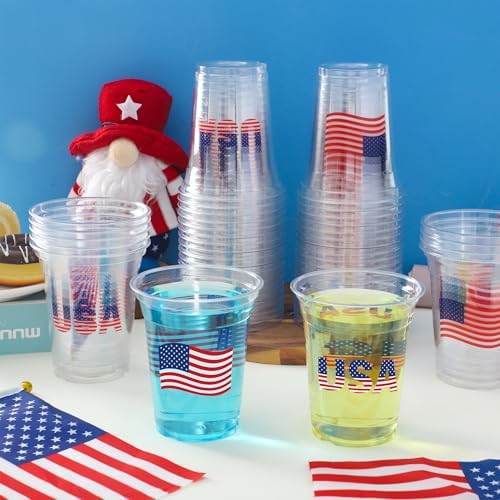 Vasos Desechables Patrióticos Peony Man 50 PCS 12oz con Diseño de Bandera de EE. UU. para Fiestas del 4 de Julio y Día de la Independencia - imagen 4