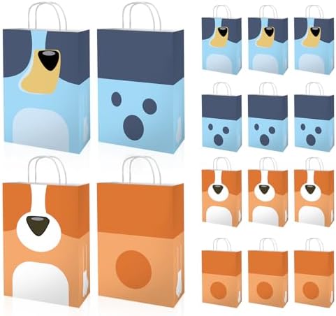 OU RUI 12 Piezas de Bolsas de Regalo para Fiesta de Cumpleaños de Perro Azul, Favor de Galletas, Chocolates y Snacks, Tema de Perro - imagen 1