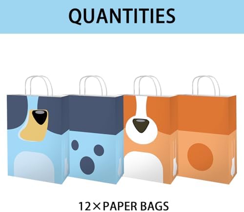 OU RUI 12 Piezas de Bolsas de Regalo para Fiesta de Cumpleaños de Perro Azul, Favor de Galletas, Chocolates y Snacks, Tema de Perro - imagen 3