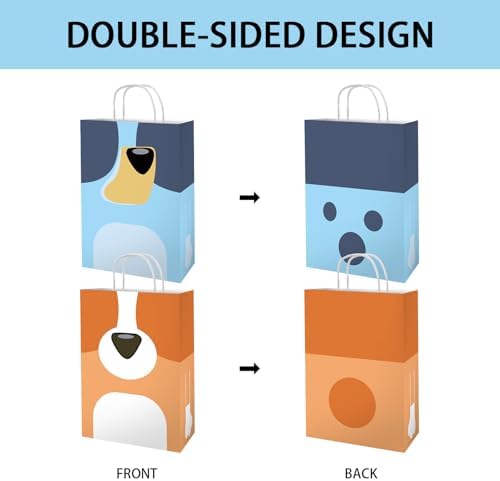 OU RUI 12 Piezas de Bolsas de Regalo para Fiesta de Cumpleaños de Perro Azul, Favor de Galletas, Chocolates y Snacks, Tema de Perro - imagen 4