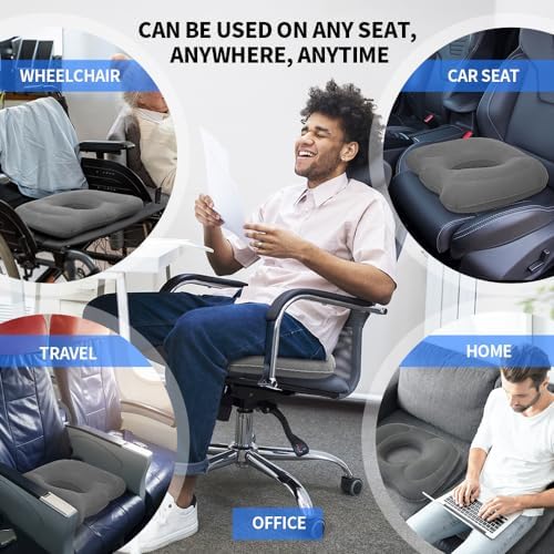 Cojín Ortopédico Inflable Portátil Hantaiwan – Cojín de Aire Ajustable para Silla de Oficina, Auto y Silla de Ruedas – Anillo Ergonómico para Alivio - imagen 3