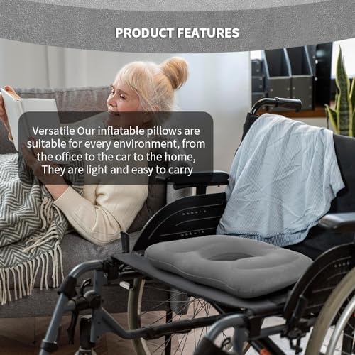 Cojín Ortopédico Inflable Portátil Hantaiwan – Cojín de Aire Ajustable para Silla de Oficina, Auto y Silla de Ruedas – Anillo Ergonómico para Alivio - imagen 7