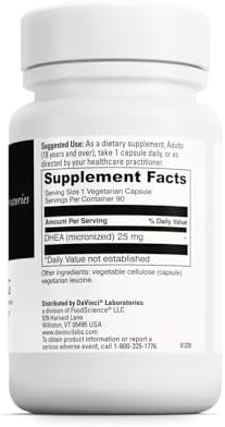 Suplemento Dietético DAVINCI Labs DHEA Micronizado 25 mg - Apoya el Sistema Inmunológico, Salud de la Tiroides y Niveles Saludables de Hormonas - 90 - imagen 2