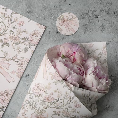 Papel de Regalo Ywdbzjhs Mini Roll de 1 Rollo con Lazos y Flores Rosas - 17 Pulgadas x 33 Pies - Ideal para San Valentín, Cumpleaños y Bodas - imagen 7