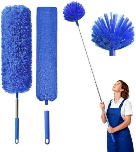 Kit de Limpiador de Telarañas con Mango Extensible, Duster Lavable con 3 Cabezas, Cepillo para Esquinas y Limpiador de Grietas, Ideal para Techos - imagen 1