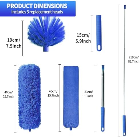 Kit de Limpiador de Telarañas con Mango Extensible, Duster Lavable con 3 Cabezas, Cepillo para Esquinas y Limpiador de Grietas, Ideal para Techos - imagen 3