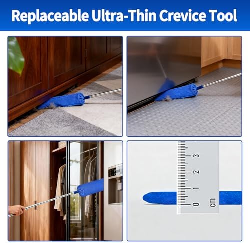 Kit de Limpiador de Telarañas con Mango Extensible, Duster Lavable con 3 Cabezas, Cepillo para Esquinas y Limpiador de Grietas, Ideal para Techos - imagen 6