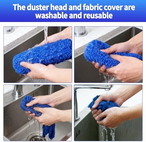 Kit de Limpiador de Telarañas con Mango Extensible, Duster Lavable con 3 Cabezas, Cepillo para Esquinas y Limpiador de Grietas, Ideal para Techos - imagen 8