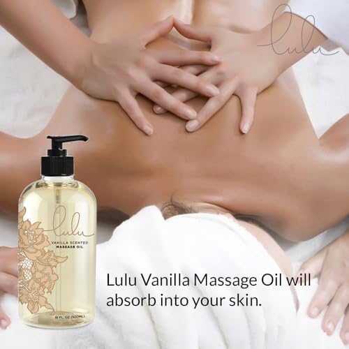 Aceite de Masaje Lulu de Vainilla con Coco Fraccionado y Manteca de Cacao, Hidratante y No Graso, 16 oz, Ideal para Parejas y Relajación - imagen 2