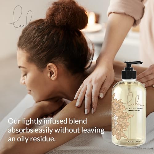 Aceite de Masaje Lulu de Vainilla con Coco Fraccionado y Manteca de Cacao, Hidratante y No Graso, 16 oz, Ideal para Parejas y Relajación - imagen 3