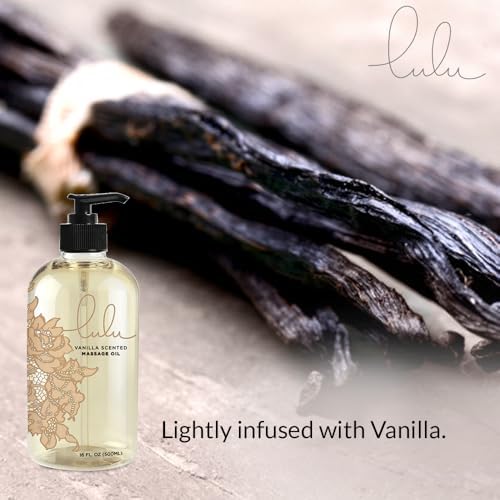Aceite de Masaje Lulu de Vainilla con Coco Fraccionado y Manteca de Cacao, Hidratante y No Graso, 16 oz, Ideal para Parejas y Relajación - imagen 5