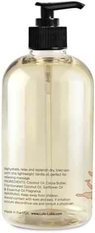 Aceite de Masaje Lulu de Vainilla con Coco Fraccionado y Manteca de Cacao, Hidratante y No Graso, 16 oz, Ideal para Parejas y Relajación - imagen 6