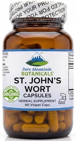 Cápsulas de Hierba de San Juan Pure Mountain Botanicals - 450mg - Extracto Orgánico Estandarizado al 3% de Hipericina - 90 Cápsulas - Suplemento para - imagen 1