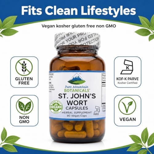Cápsulas de Hierba de San Juan Pure Mountain Botanicals - 450mg - Extracto Orgánico Estandarizado al 3% de Hipericina - 90 Cápsulas - Suplemento para - imagen 6