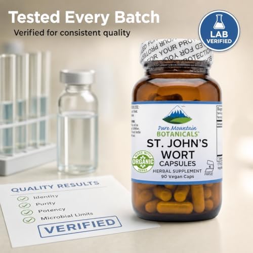 Cápsulas de Hierba de San Juan Pure Mountain Botanicals - 450mg - Extracto Orgánico Estandarizado al 3% de Hipericina - 90 Cápsulas - Suplemento para - imagen 7