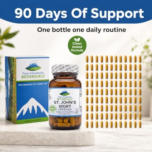 Cápsulas de Hierba de San Juan Pure Mountain Botanicals - 450mg - Extracto Orgánico Estandarizado al 3% de Hipericina - 90 Cápsulas - Suplemento para - imagen 8