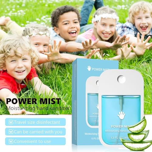 Spray Desinfectante de Manos Shrandi Power Mist, Hidratante de Tamaño Viaje, Portátil y Multi-Sabor (Azul y Morado) - imagen 3