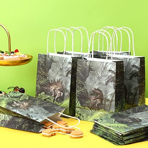 Bolsas de Regalo de Fiesta de Dinosaurios Sinmoe, 24 Pzs, con Asa, Diseño Verde, Sorpresas y Dulces, Decoración para Cumpleaños Temática Jurassic - imagen 4