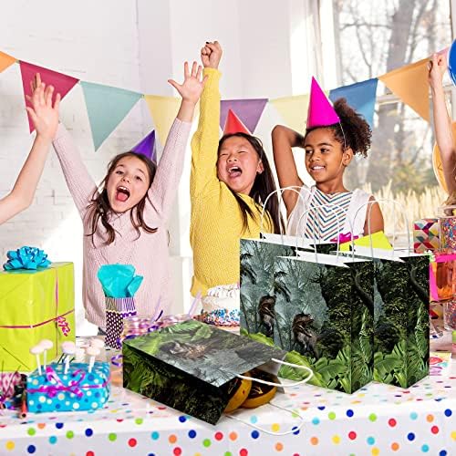 Bolsas de Regalo de Fiesta de Dinosaurios Sinmoe, 24 Pzs, con Asa, Diseño Verde, Sorpresas y Dulces, Decoración para Cumpleaños Temática Jurassic - imagen 5