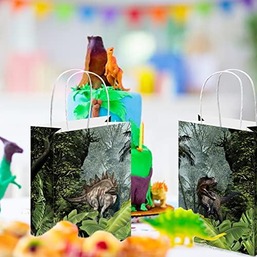 Bolsas de Regalo de Fiesta de Dinosaurios Sinmoe, 24 Pzs, con Asa, Diseño Verde, Sorpresas y Dulces, Decoración para Cumpleaños Temática Jurassic - imagen 6