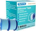 Cinta Médica de Silicón para Piel Sensible 1 x 4 Yardas 2 Rollos Azul Hipoalergénica Reposicionable Fácil de Quitar para ros Auxilios y Cuidado de - imagen 1