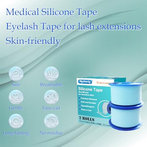 Cinta Médica de Silicón para Piel Sensible 1 x 4 Yardas 2 Rollos Azul Hipoalergénica Reposicionable Fácil de Quitar para ros Auxilios y Cuidado de - imagen 6