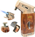 Encendedor de Soplete con Cortador V Integrado, Recargable, Regalo para Hombre, Llama Jet Ajustable a Prueba de Viento para Velas y Camping (Gas - imagen 1