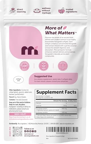 Micro Ingredients Fenogreco con Lecitina de Girasol, 360 Softgels, Suministro para 6 Meses | Extracto de Semilla de Fenogreco para Lactancia | Hecho - imagen 6